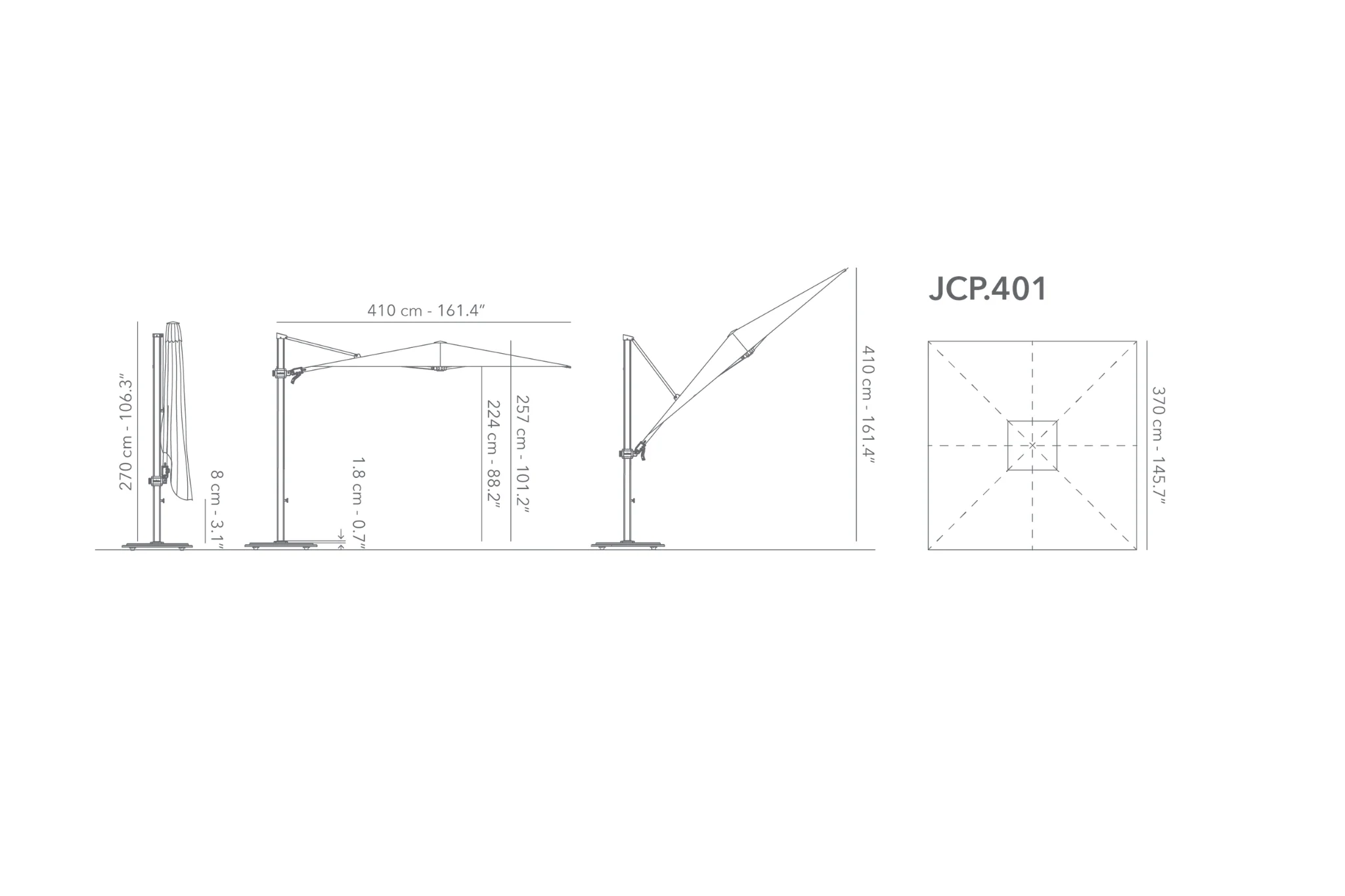 Jardinico | Parasol | JCP.4 Serie | 370x370 - Image 4