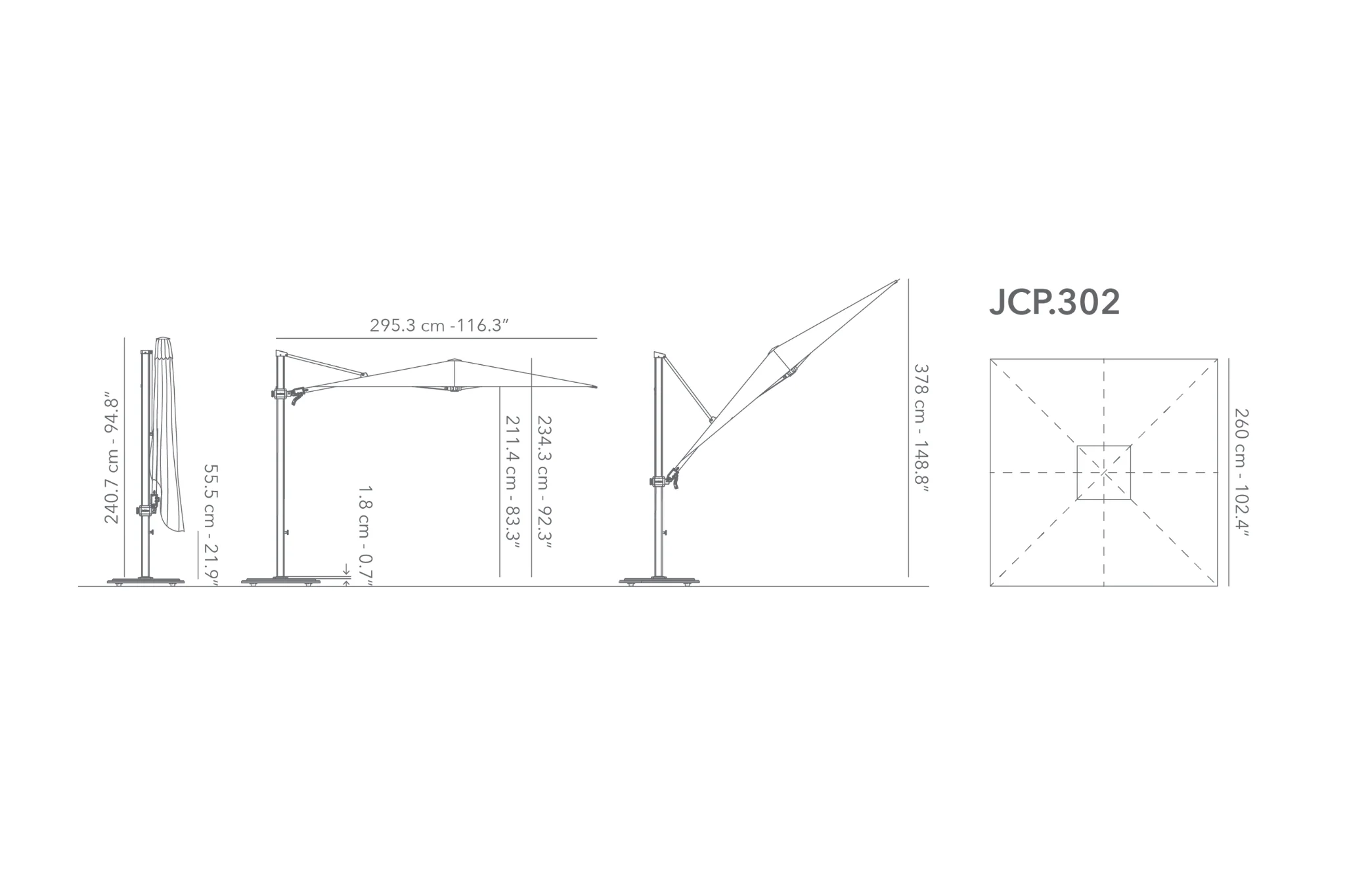 Jardinico | Parasols | JCP.3 Serie | 260x260 - Image 5