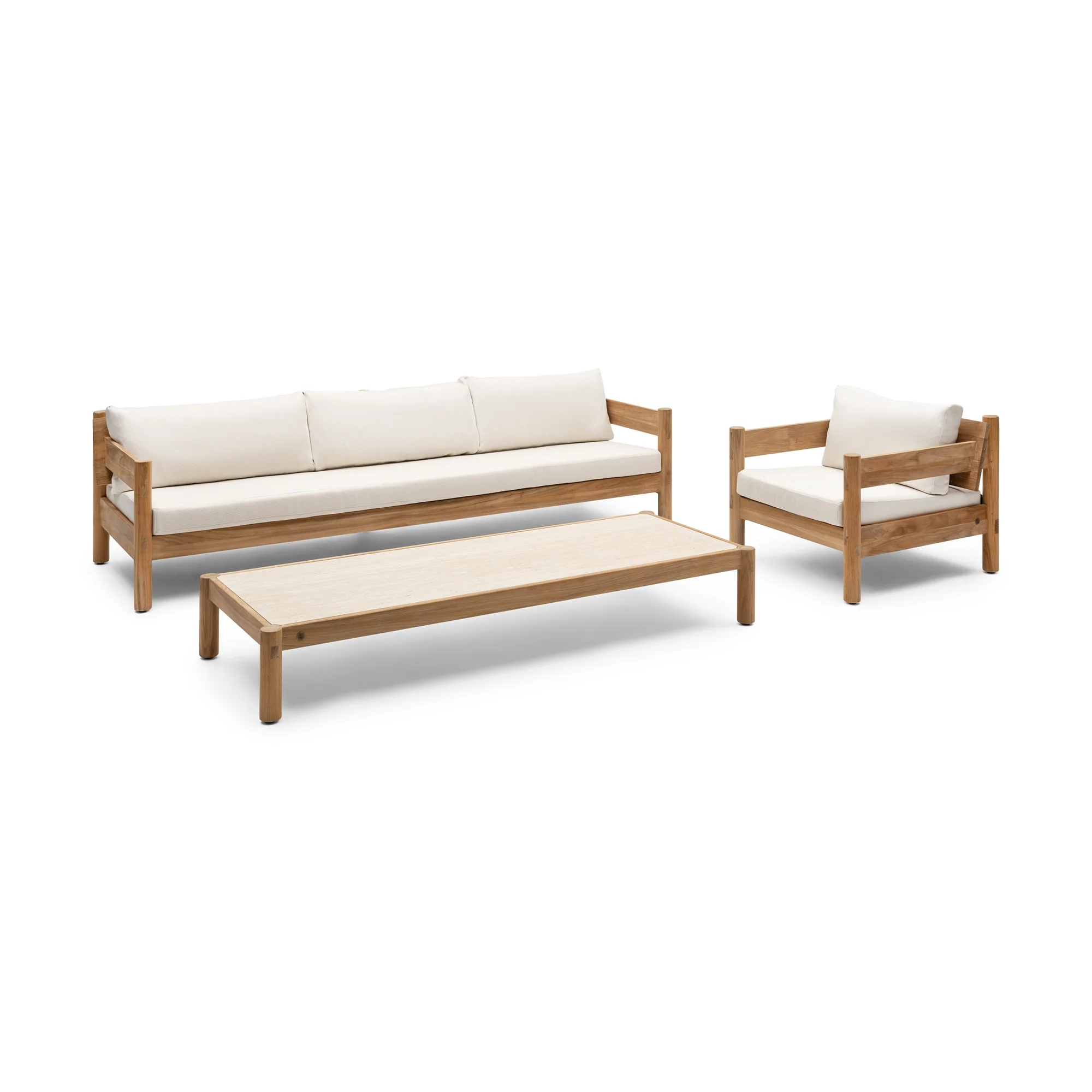 Piloti  salon tafel met travertine blad - Image 3