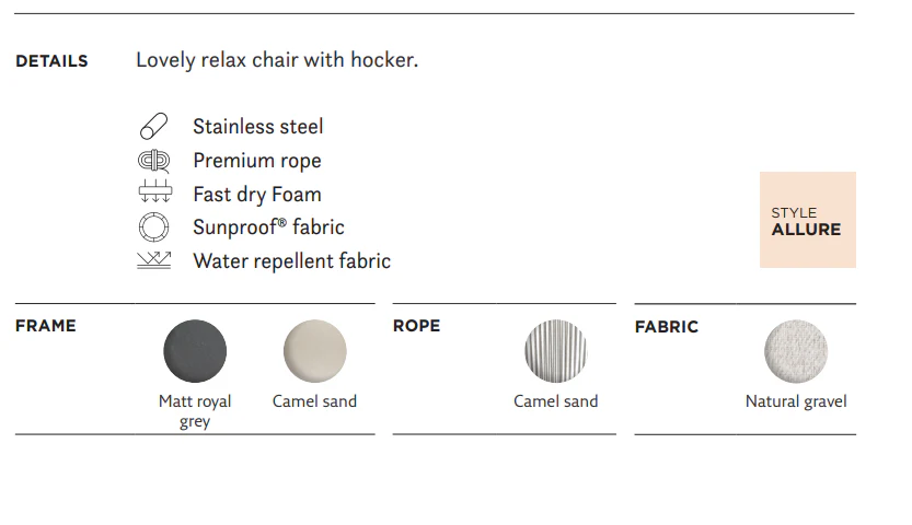 Revello Lounge Stoel | Fishbone | Camel Sand Rope | Naturel Kussen - Image 5