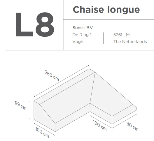 Suns | Beschermhoes voor 2-zits incl. chaise longue | Grijs | L4-L8 - Image 2