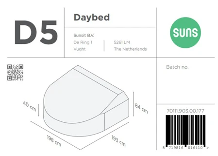 Suns | Beschermhoes voor daybed | Grijs | D5