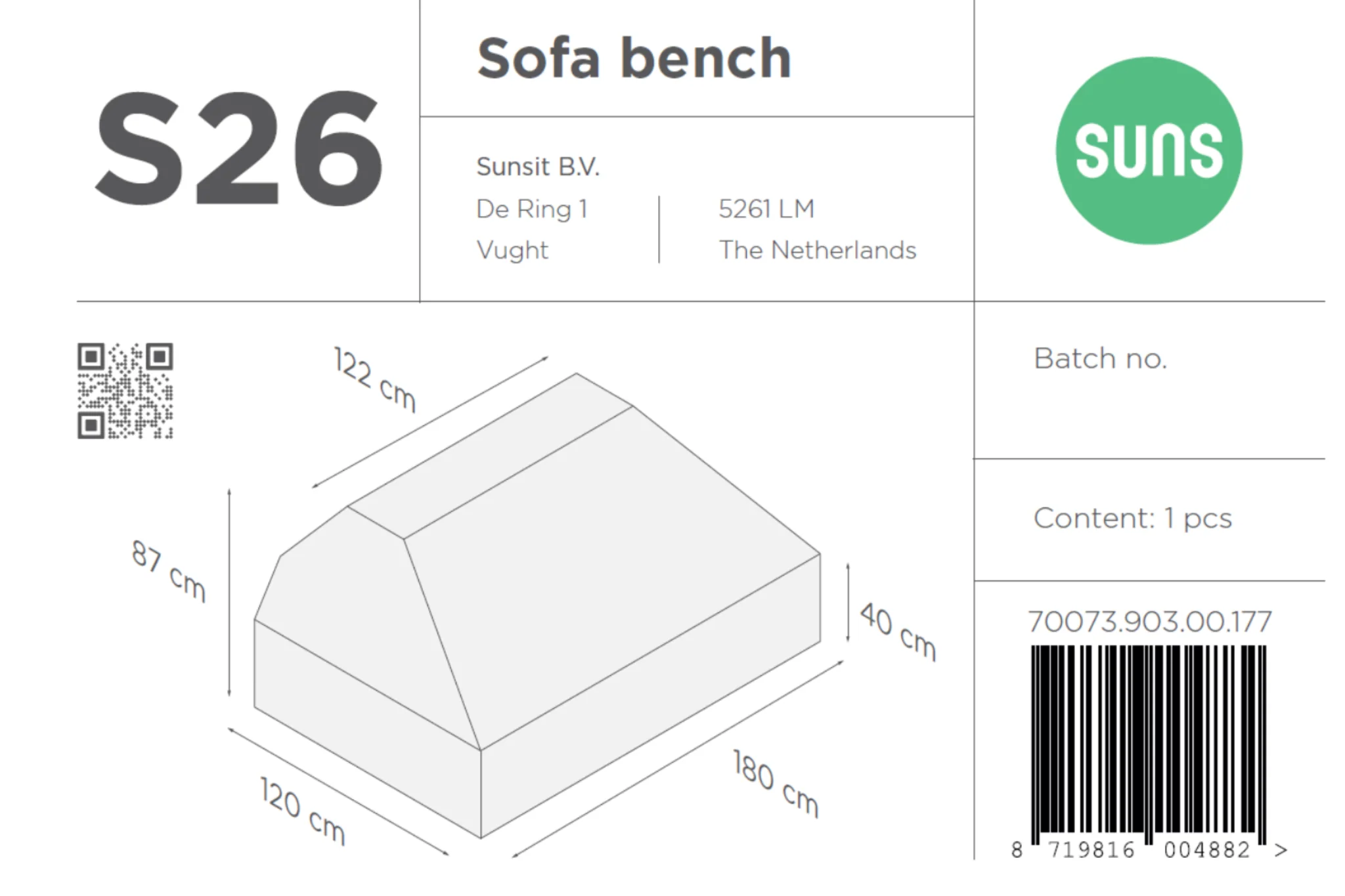 Suns | Beschermhoes voor loungebank | Grijs | S26