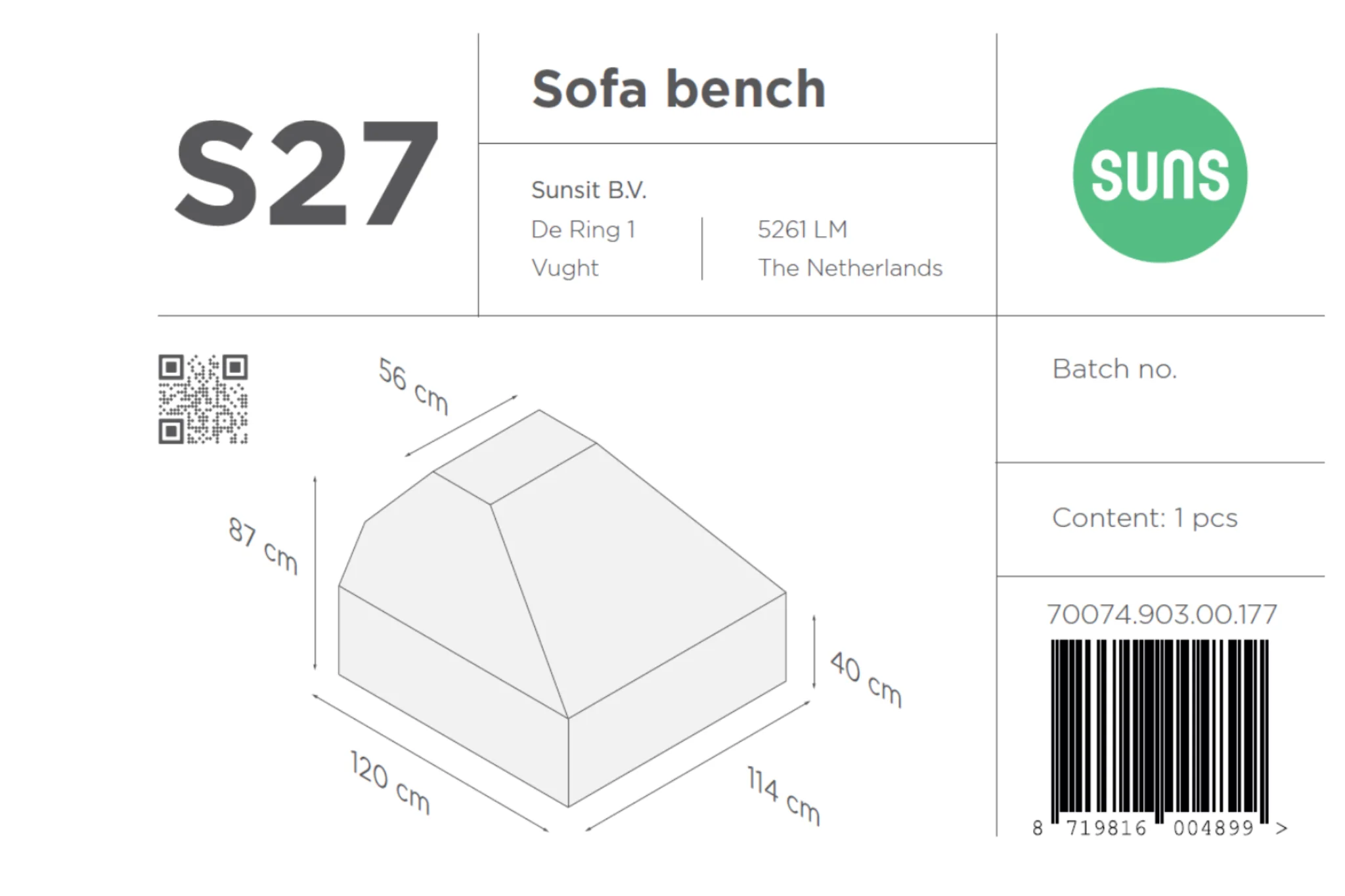 Suns | Beschermhoes voor loungebank | Grijs | S27