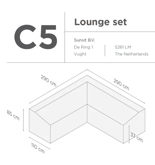 Suns |  Beschermhoes voor loungeset | Grijs | C5