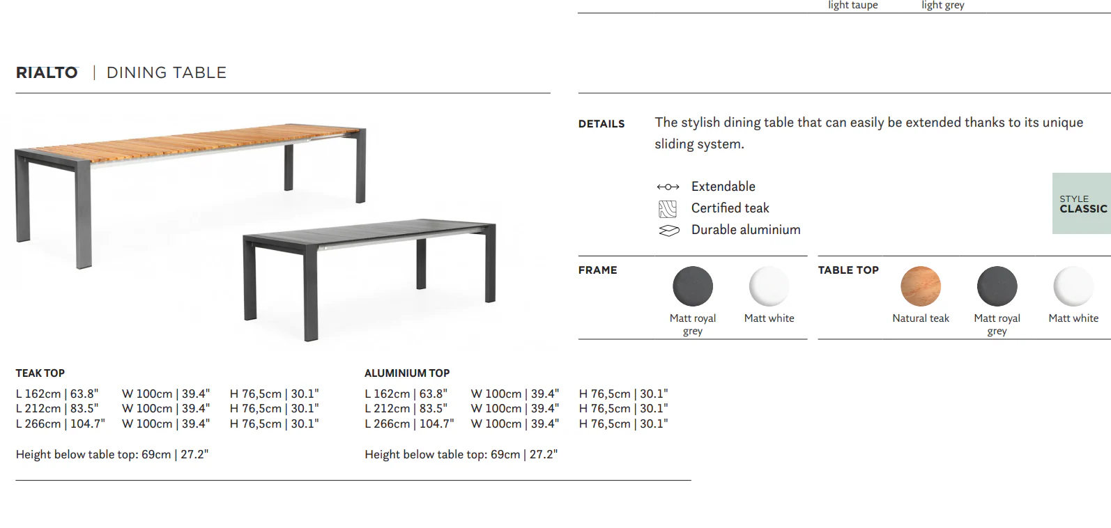 Tuintafel Rialto | Teak Top | 213/269x100 | - Image 4